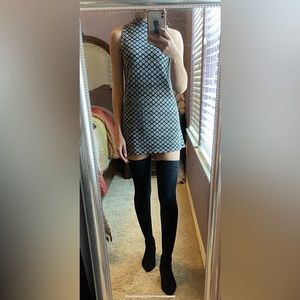Zara mini dress black and white pattern
